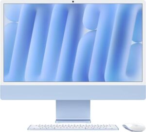 Apple iMac (2024) AIO Desktop Computer, 24" 4.5K Retina Standard Display, Apple M4 Chip with 10-Core CPU, 10-Core GPU, 16-Core Neural Engine, 16GB RAM, 256GB SSD, English K/B, Blue | MWV13 B/A