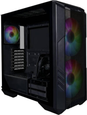 Cooler Master HAF 500 Mid Tower Case, 2x 120mm & 2x 200mm Pre-Installed Fan, Up to 360mm Radiator & 8x Fan Support, Tempered Glass Side Panel, Mesh Front Panel, Black | H500-KGNN-S00