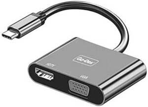 Go-Des 2in1 Type-C To HDTV+VGA Converter, Supports 4K UHD via HDMI and Full HD, Superior Display Quality, Black | GD-8280