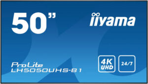 iiyama ProLite LH5050UHS-B1 Digital Signage, 50" AMVA3 LED Display, 4K UHD Resolution, 60Hz Refresh Rate, 8ms (GtG) Response Time, 16.7m Color Support, 24 / 7 Operation Time, Black | LH5050UHS-B1