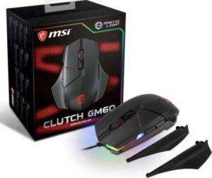 MSI Clutch GM60 Gaming Mouse with RGB Mystic Light (USB 2.0 Gold-plated connector, Optical Sensor) | MSI-MS-CLUTCH-GM60