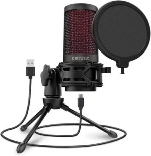 CMTECK USB Desktop Podcast Microphone With Pop Filter & Mute Button, Recording Mic For PC/Laptop, Chatting, Home Studio, Podcasting, Gaming, Skype, YouTube, Windows/Mac | XM550