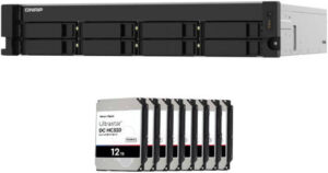 QNAP TS-832PXU-RP-4G 8-Bay 96 TB (8 x 12TB) Rackmount NAS Bundle with WD 12 TB Ultrastar DC HC520 SATA HDD, AL324 Quad-core 1.7 GHz , 4GB RAM, SATA 6Gb/s, 2x 10GbE SFP+,1x PCIe Gen2 x2 Slot, Dual PSU