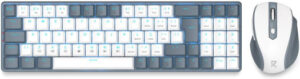 Redragon BS-8772CB Keyboard + Mouse Combo, 94 Key, Low Profile, English Layout, 2.4GHz Adapter Interface, Wireless Connectivity, Numeric Keys, Gray/ White| BS-8772GW