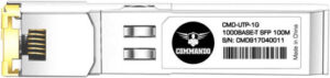 COMMANDO 1G RJ-45 Transceiver, Copper 1000 Base-T SFP, Std, Hot Swappable, 1.25 Gbps Data, Single/Multi-Mode Fiber, 100m Range | CMD-UTP-1G