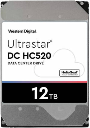 WD 12 TB Ultrastar DC HC520 SATA 6 Gb/s  3.5" Internal Data Center HDD, Up to 255 MB/s Data Transfer Rate, 256MB Cache,7200RPM Speed, 2.5Mn Hours MTBF, 600000 Load/Unload Cycles  | HUH721212ALE604