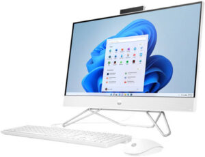 HP 24-cb1009ne Bundle AIO Desktop PC, 24" FHD Touch IPS Display, Intel Core i5-1235U, 8GB RAM, 512 GB SSD, NVIDIA GeForce MX450 2GB, HP 225 White Wired KB & Mouse, Win 11, White | 1008NE-6J7F2EA