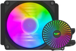 DarkFlash Radiant DC 120 ARGB Liquid CPU Cooler, Supports Both Intel and AMD, 330mm Pipe Length, 3200 RPM Speed, 84.2CFM Airflow, 7.20W Power Consumption, Black | DC-120-Black