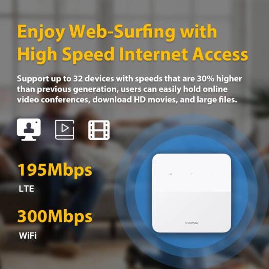 HUAWEI 4G CPE 5s, Mobile WiFi Hotspot, Speeds Up To 195 Mbps For LTE, Wi-Fi 300 Mbps, Plug And Play, Connect Up To 32 Devices, Parental Controls, White | 4G CPE 5s B320-323 - Image 12