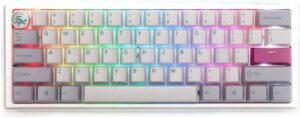 Ducky One 3 Mini Mist 60% Mechanical Keyboard, Cherry MX Blue Switch, Hotswappable, Double Shot PBT Keycaps, Detachable USB-C Cable, English US Layout, White/Grey | DKON2161ST-CUSPDMIWHHC2