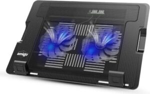 Amigo Nedis Portable Cooler Notebook Stand  Laptop Riser with Adjustable Height Angle  Apt for Laptop Up to 18"  Universal Compatibility (Black) Ver 2 (NBStand Ver 2)