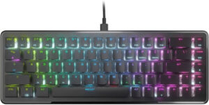 Roccat Vulcan II Mini 65% Optical RGB Gaming Keyboard, Titan II Red Switches, AIMO Illumination, Full Key (NKRO), Anti-Ghosting, English Layout, 1.8m Braided Detachable USB-C, Black | ROC-12-042