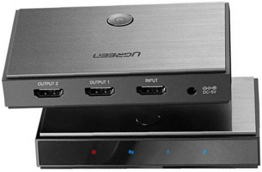 UGREEN 50707 HDMI Splitter 1 Input, 2 Output, Support 4K*2K@60HZ, 3D, HDCP2.2 , EDID, 4K*2K@60HZ within 5M AWG26, 1080P@60HZ within 10M AWG24 HDMI Cable, Black | 50707