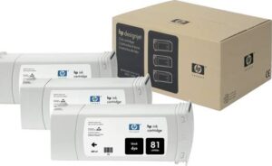 HP 81 3-Pack 680-ml Black DesignJet Dye Ink Cartridges - Black | C5066A
