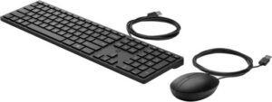 HP Wired Desktop 320MK Mouse & Keyboard, Full-Size K/B with Low-profile Quiet Keys, Wired USB-A Connection, 3-Button & 1000 dpi Optical Mouse, Tilt Adjustable, Win 10 & 11 Compatible, Black | 9SR36UT