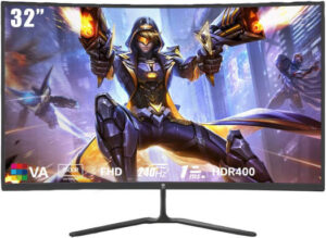 GXM EW32RFA Curved Gaming Monitor, 32" VA Display, FHD Resolution, 240Hz Refresh Rate, 1ms (MPRT) Response Time, AMD FreeSync & G-Sync Technology, 16.7m Color Support, Black | EW32RFA