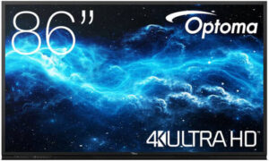 Optoma 3862RK 86" 4K UHD Creative Touch 3 Edu Interactive Display, Up to 40 Points Touch, Pen & Finger Recognition, Free VESA Mount, USB-C, HDMI/VGA/DP, Black | 3862RK