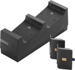 Snakebyte Twin Charge X Docking Station, Compatible with Xbox One / S / X / Elite Controllers, Includes 2 Rechargeable 800 mAh Battery, Black | SB911736