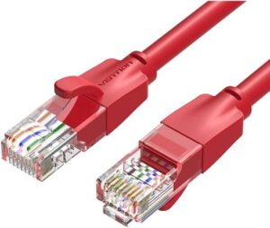 Vention Cat 6 UTP Patch Round Cable, 1000Mbps High Speed, 250MHz Stable Bandwidth, Suitable for Laptop / Projector / Computer, 1 Meter Length, Red | IBERF