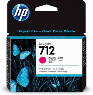 HP 712 29ml Jet Ink Cartridge, Dye Based, For Design Jet T650 / T630 / T250 / T230 & Studio, Magenta | 3ED68A