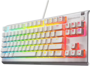 SteelSeries Apex 3 TKL Wired Membrane Gaming Keyboard, 8-Zone RGB Illumination, 24 Keys N-Key Roll Over, Gaming-Grade Anti-Ghosting, English (US) Layout, White | 64819