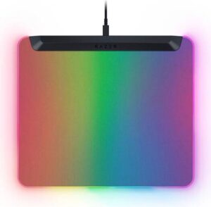 Razor Firefly V2 Pro Mousepad, 278 x 360 x 4.6mm Dimension, Micro-textured Surface, Hard Mat, Anti-Slip Base, Integrated USB 2.0 Port, Detachable USB Type-C Cable, Black | RZ02-04920100-R3M1