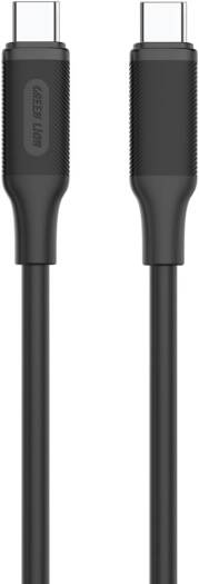 Green Lion USB-C to USB-C PVC Cable, 10000 Bends Life Span, Wide Compatibility, Fast Charge, Secure & Safe, 2m Cable Length - Black