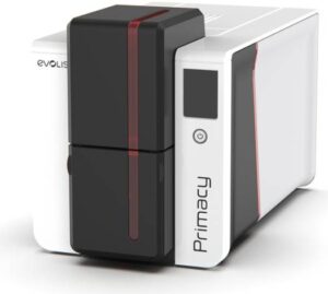 Evolis Primacy 2 Expert Single-Sided ID Card Printer, Dye Sub/Thermal Transfer & Rewrite300 dpi Color, 1200 dpi Monochrome, Up to 280 Cards Per Hour, USB/ /Ethernet, Black/White | PM2-0001-M