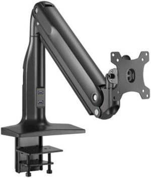 Skill Tech Counterbalance Monitor Arm, Fits 17"-43" Flat & Curved Monitor, Adjustable Gas Spring, Detachable VESA Plate, Flexible Tilt, Pivot, and Swivel, 2xUSB 3.0 Port, Black | SH43 C011U