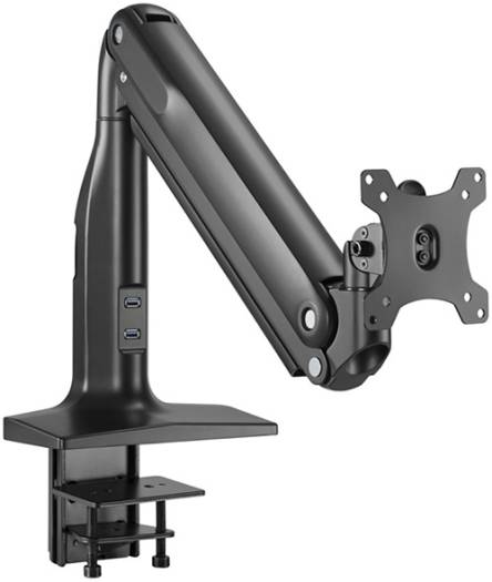 Skill Tech Counterbalance Monitor Arm, Fits 17"-43" Flat & Curved Monitor, Adjustable Gas Spring, Detachable VESA Plate, Flexible Tilt, Pivot, and Swivel, 2xUSB 3.0 Port, Black | SH43 C011U