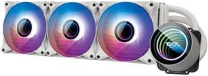 darkFlash Twister DXV2 360 Liquid CPU Cooler, 120mm PWM Fans, 800~1800 rpm Fan Speed, 2700 Rpm Pump, 12V Power, Double Pipe Water Block, Supports ARGB Light Sync, White | DXV2 360-W