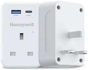 Honeywell 3 Out Surge Cube, Spike Guard, 1 Outlet, PD20W & USB A Port, 255 Joules, Charge On The Go, Device Secure Warranty, Automatic Overload Protection | HC000034/SRG/WHT/1/1U/PD20W/UK