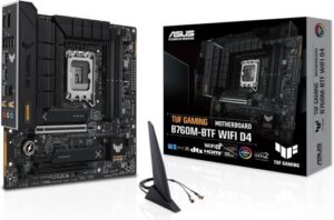 ASUS TUF Gaming B760M-BTF WIFI D4 Micro-ATX Intel Motherboard, Intel B760 Chipset, 4x DDR4 DIMM Slot, 128GB Max Memory, 3x M.2 Slots, Wi-Fi 6 & Bluetooth v5.2 Connectivity, Black | 90MB1E50-M0EAY0