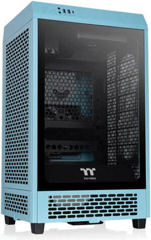 Thermaltake The Tower 200 Turquoise  Mini Computer Case, SPCC+Tempered Glass Material, Supports Up to 280mm Radiator, Up to 4 Fans Support, Removable Dust Filter, Turquoise | CA-1X9-00SBWN-00