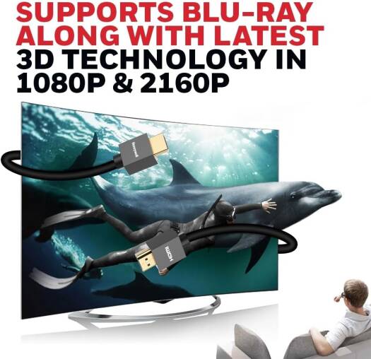 Honeywell High-Speed HDMI v2.0 Cable with Ethernet, 3D/4K@60Hz UHD Resolution, 5 Mtr (16.5 ft), 18GBPS,High Speed, Compatible with All HDMI - Enabled Devices | HC000010/HDM/5M/BLK/SLM - Image 5
