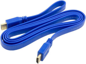 High Speed V1.4 ​​HDMI Male to Male Universal Flat Cable, Full HD 1080p@60Hz, Ultra HD 3840×2160@30Hz, Up to 10.2 Gbps Transfer Rate, For TV / Projectors / Computer Monitors / Laptops, 1.5m, Blue