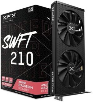 XFX Speedster SWFT 210 AMD Radeon RX 6600 Core Gaming Graphics, 8 GB GDDR6 128 Bit Memory, 2491MHz Boost Clock, 14 Gbps Memory Clock, 1792 Stream Processors, Black | RX-66XL8LFDQ