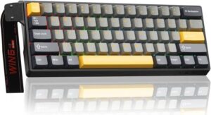 AULA WIN60 HE MAX, 65% Wired Gasket-mounted Gaming Keyboard with Hall Effect Switch, 68 keys, Magnetic Switches, 8000Hz Polling Rate, RGB Backlight, Grey Yellow | WIN 60 HE MAX