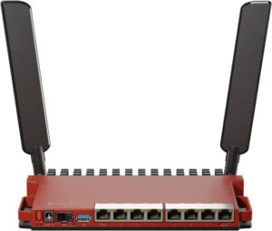 MikroTik L009 Router: IPQ-5018 CPU, Wi-Fi 6 Chip, AX600 Speed, 8x Gigabit Ethernet Ports, 1x 2.5G SFP Port, USB 3.0, Red | L009UIGS-2HAXD-IN