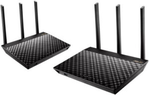 ASUS RT-AC67U 2-Pack AiMesh Router (AC1900, Wi-Fi System, Large Homes, Multi-story, Flexible SSID, AiProtection Pro Security), Black | RT-AC67U