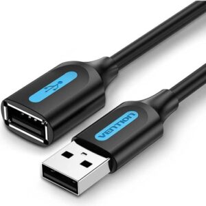 Vention USB 2.0 A Male to A Female Extension Cable,  Multiple Shield, Long Tail Design, Wide Application, 0.5 Meter, Black PVC Type | CBIBD