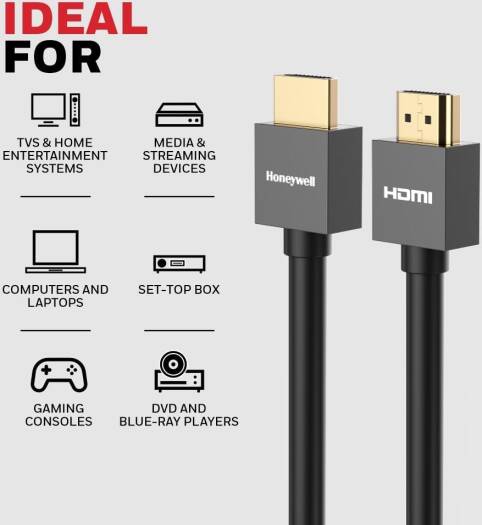 Honeywell High-Speed HDMI v2.0 Cable with Ethernet, 3D/4K@60Hz UHD Resolution, 5 Mtr (16.5 ft), 18GBPS,High Speed, Compatible with All HDMI - Enabled Devices | HC000010/HDM/5M/BLK/SLM - Image 7