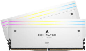 Corsair Dominator Titanium 32GB (2x16GB) DDR5 RGB Desktop Memory Kit, 6600MHz Memory Speed, CL32 CAS Latency, 1.45V Memory Voltage, 288 Pin, Intel XMP 3.0, White | CMP32GX5M2X6600C32W
