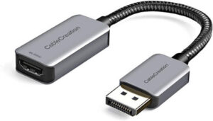 CableCreation Active DP to HDMI Adapter, HDR 4K@60Hz 2K@144Hz 1080P@144Hz, Support Eyefinity Multi-Display, Up to 6 Screens Support, SLS & AMD Support, Aluminum Case, Black | CD0747