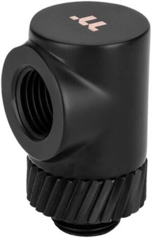 Thermaltake Pacific SF Male to Female 90° Adapter, 2-Way Rotator, 360° Revolvable, G 1/4 Threads, Copper Material, Matte Black | CL-W396-CU00MK-A
