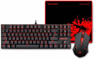 Redragon K552-BA Gaming Combo Set, K552 Kumara 87 Double-Sot Injection Molded Keycaps, M602 6 Optimized Buttons with 3200 DPI Sensor, P001 Archelon Gaming Mousepad | K552-BA-2