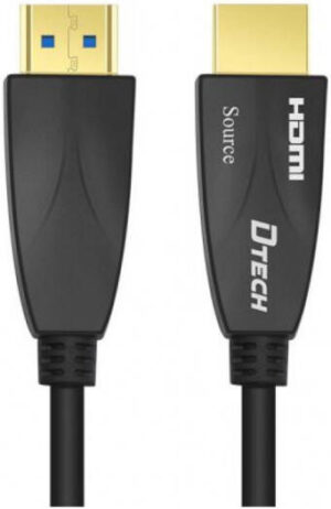 DTECH DT-HF2020 Fiber HDMI Cable, 4K @ 60Hz Resolution, 18Gbps Bandwidth, Built-in Advanced Optical Engine, 4.8mm Outer Diameter, HDCP 2.2 EDID CEC, Plug And Play, 20 Meters, Black | DT-HF2020