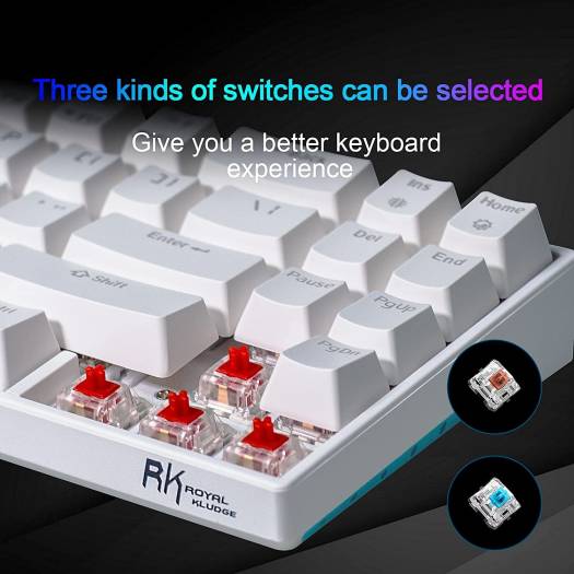 RK ROYAL KLUDGE RK71 Mechanical Keyboard, Compact Bluetooth, 71 Keys, USB Wired/Wireless Portable Gaming/Office with Stand-Alone Arrow Keys, For Windows MacOS, Brown Switch, White | RK71 _brown - Image 4