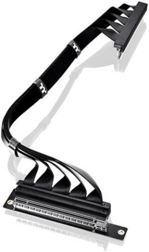 Thermaltake PCI-E 4.0 Dual 90 Degree Riser Cable, 400mm Cable Length, Thermoplastic, PCB S1000-2M, Polyethylene (PE), Tinned Copper, Aluminum Foil Mylar Materials, Black | AC-077-CO1OTN-C1