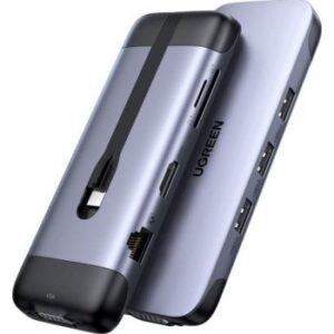 UGreen USB C Hub 9 in 1 USB Type C Multiport Foldable Adapter Dock with 4K HDMI, VGA, Gigabit Ethernet, 3 USB 3.0 Ports, SD Card Reader for MacBook, Samsung, USB C devices | ‎70409 - x0014hi5x5